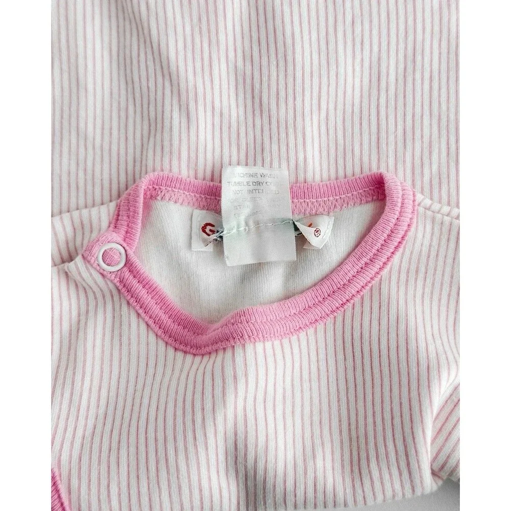 Vintage Gymboree Pink Stripe Ribbed Side Snap Bodysuit One Piece 80s 90s Size M